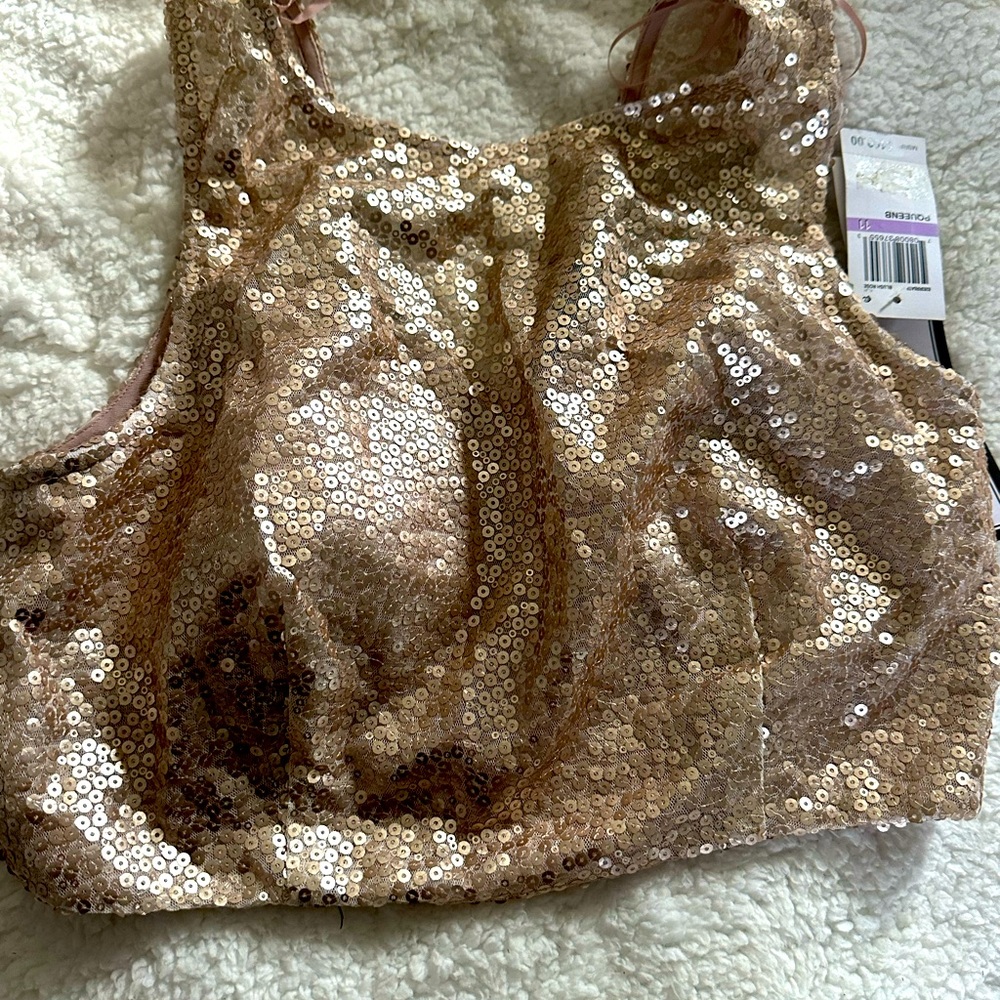 Crop top sequined rose gold